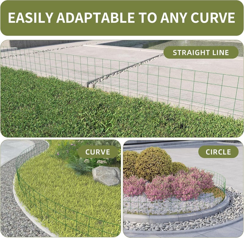 PROWORX Decorative Garden Fence Border Rolls, Total 14 in x 40 ft 2 Pack Metal Folding Flat Wire Fencing for Yard, Green PVC Coated Outdoor Patio Landscape Flower Bed Edging - Image 2